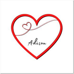 ADISON Name in Heart Posters and Art